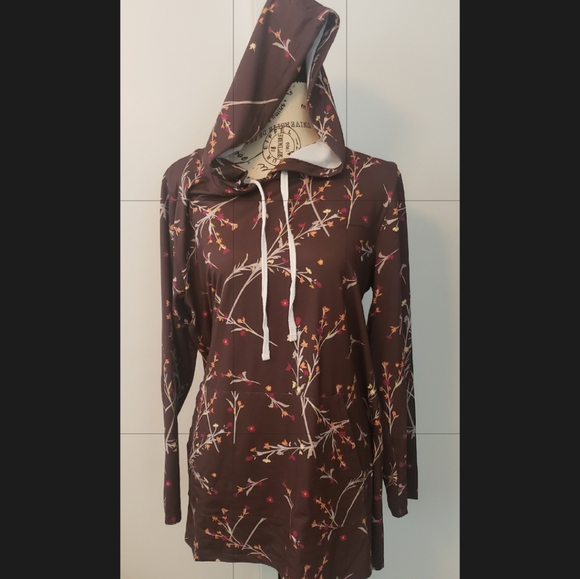 Rust Floral hooded - Kangaroo Pocket - Picture 2 of 3